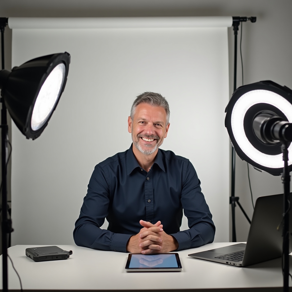 Professional wellness educator presenting to an online audience via video conferencing in a clean, well-lit studio